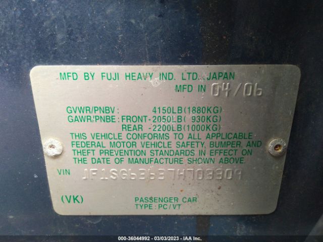 JF1SG63637H703309 Subaru FORESTER X