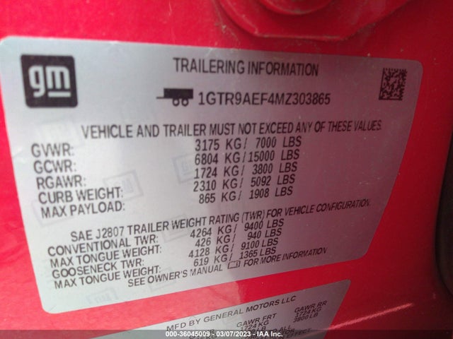 GMC SIERRA 1500 2021 1GTR9AEF4MZ303865 Image 9
