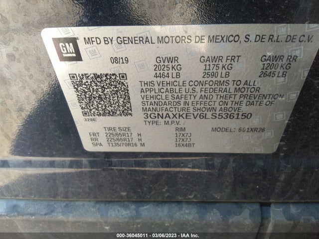 Chevrolet EQUINOX LT 2020 3GNAXKEV6LS536150 Image 9