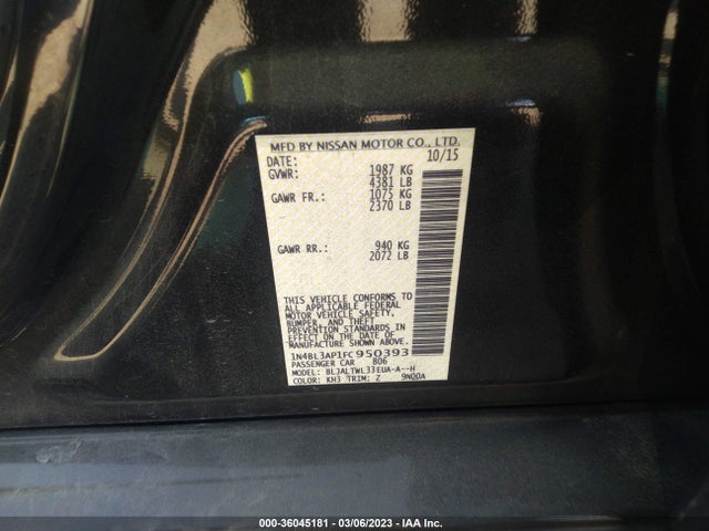 2015 NISSAN ALTIMA 3.5 SL VIN: 1N4BL3AP1FC950393