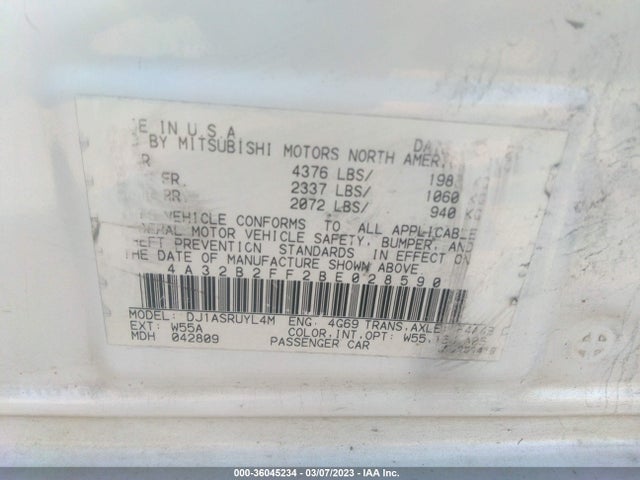 Mitsubishi GALANT FE 2011 4A32B2FF2BE028590 Image 10
