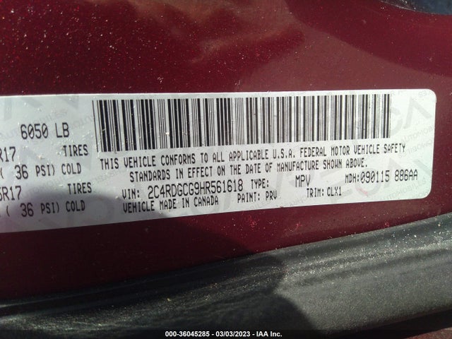 Dodge Grand Caravan Sxt 2017 2C4RDGCG9HR561618 Image 9