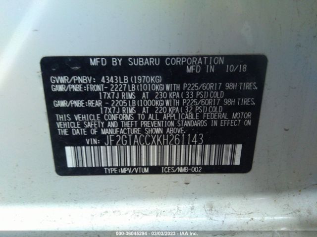 JF2GTACCXKH261143 Subaru Crosstrek Premium