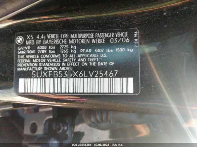 5UXFB535X6LV25467 BMW X5 4.4I