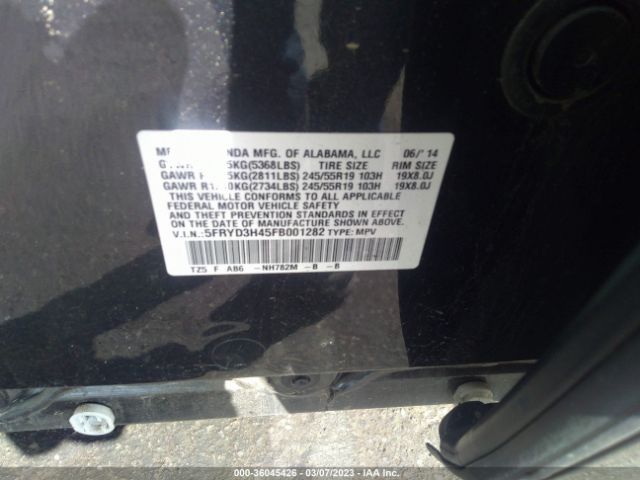 5FRYD3H45FB001282 Acura Mdx Tech Pkg