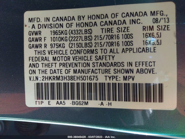 Honda CR-V LX 2014 2HKRM3H38EH501675 Image 9