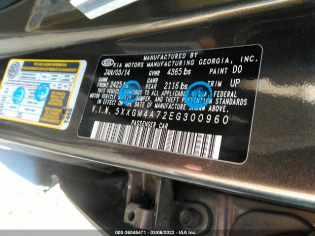 5XXGM4A72EG300960 KIA Optima Lx