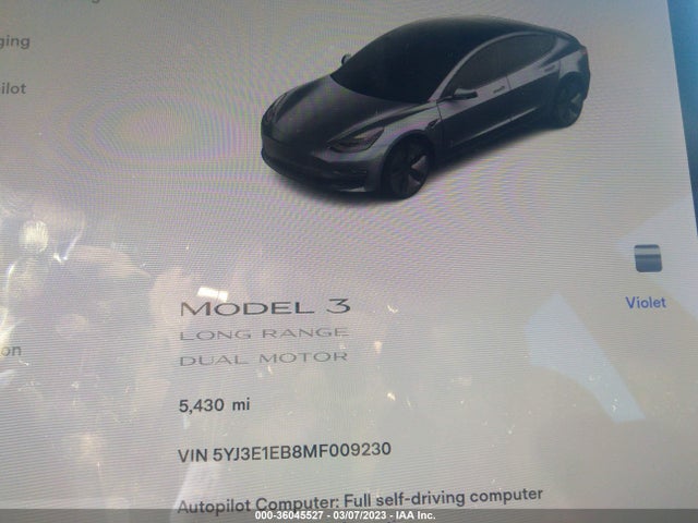 Tesla Model 3 Long Range 2021 5YJ3E1EB8MF009230 Image 8