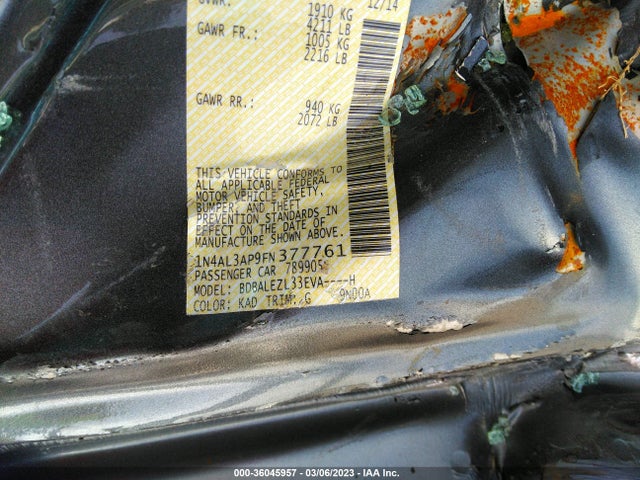 Nissan Altima 2.5 S 2015 1N4AL3AP9FN377761 Image 9