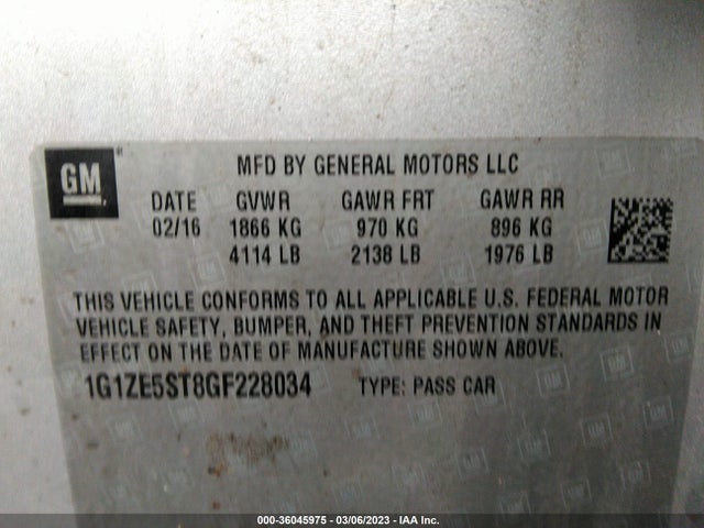 1G1ZE5ST8GF228034 Chevrolet Malibu