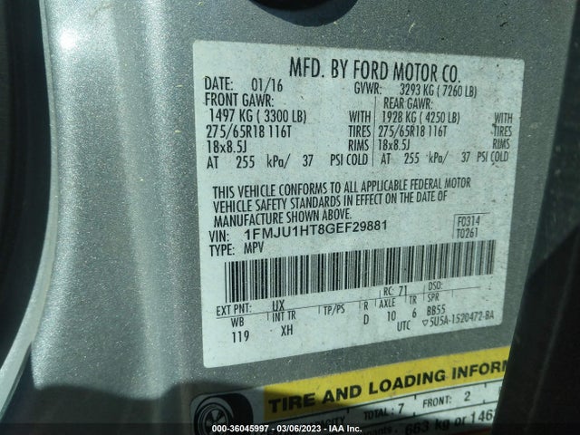 2016 Ford Expedition, VIN: 1FMJU1HT8GEF29881