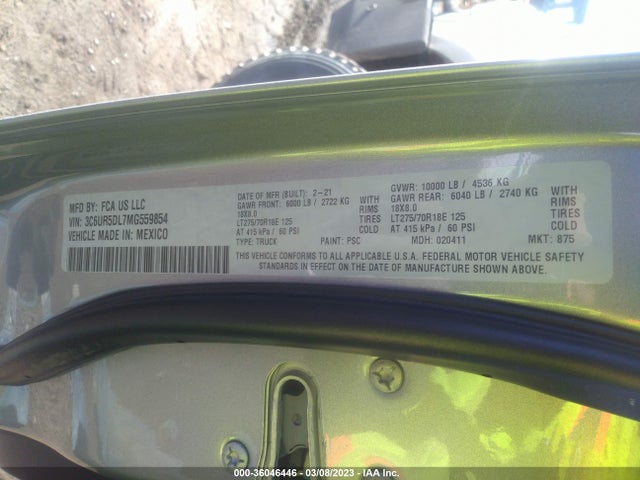 RAM 2500 Big Horn 2021 3C6UR5DL7MG559854 Image 10