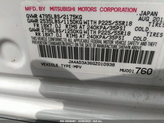 JA4AD3A36GZ010938 Mitsubishi Outlander Se/sel