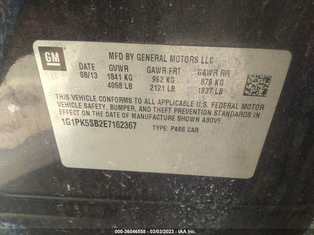 Chevrolet CRUZE LT 2014 1G1PK5SB2E7162367 Image 9