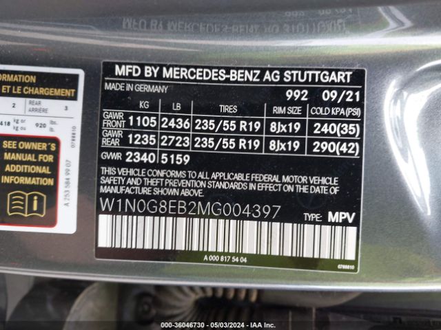 W1N0G8EB2MG004397 Mercedes-Benz Glc 300 Suv
