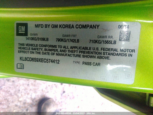 Chevrolet Spark Lt 2014 KL8CD6S9XEC574412 Image 10