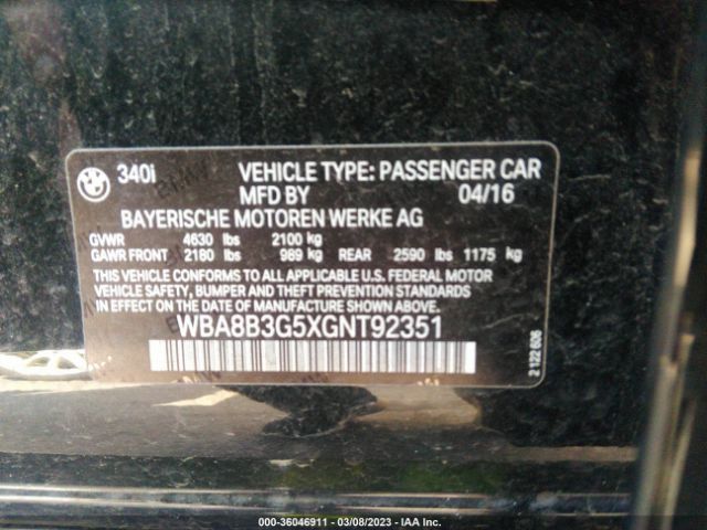 WBA8B3G5XGNT92351 BMW 3 Series 340i