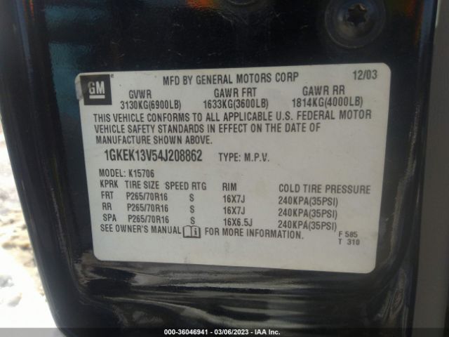1GKEK13V54J208862 GMC YUKON SLT