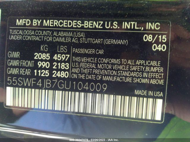 55SWF4JB7GU104009 Mercedes-Benz C-class C 300