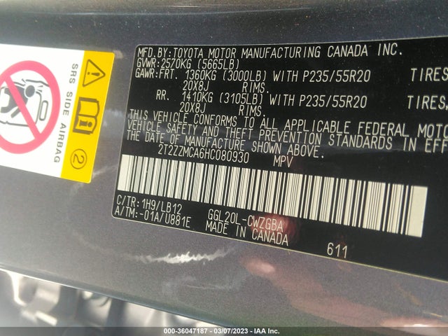 2T2ZZMCA6HC080930 Lexus Rx Rx 350