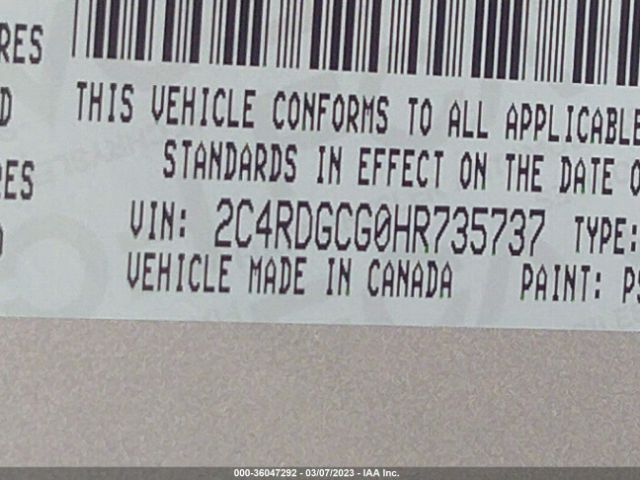 2C4RDGCG0HR735737 Dodge Grand Caravan Sxt