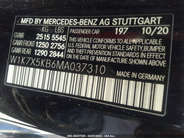 W1K7X5KB6MA037310 Mercedes-Benz Amg Gt Amg Gt 43