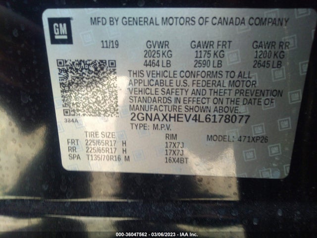 Chevrolet EQUINOX LS 2020 2GNAXHEV4L6178077 Image 11