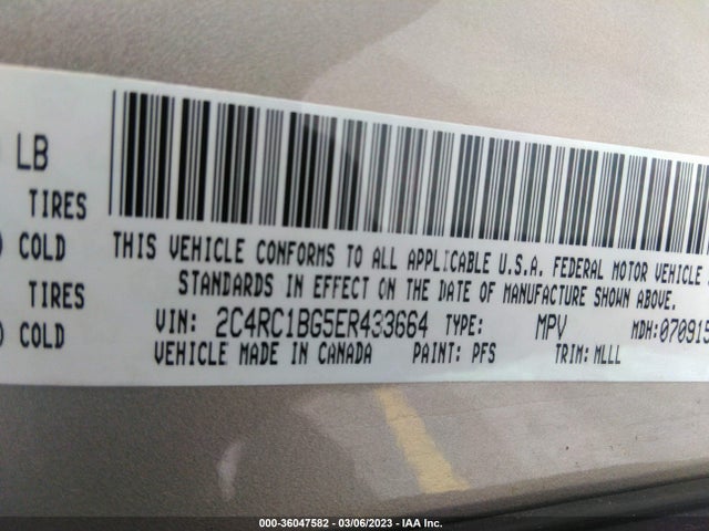 2C4RC1BG5ER433664 Chrysler Town & Country Touring