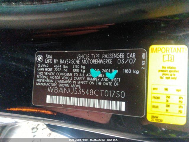 WBANU53548CT01750 BMW 5 Series 528i