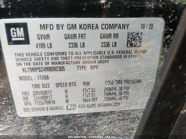 Chevrolet Trailblazer Lt 2021 KL79MPS24MB092305 Image 9