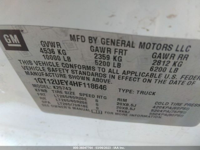 1GT12UEY4HF118646 GMC Sierra 2500hd Denali