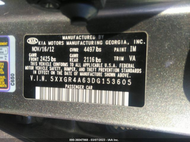 5XXGR4A63DG153605 KIA OPTIMA SX