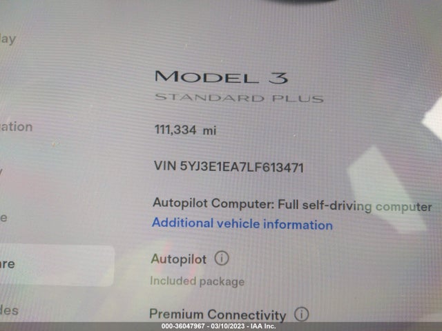 Tesla Model 3 Standard Range 2020 5YJ3E1EA7LF613471 Image 7