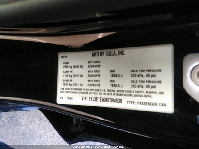 Tesla Model 3 Range 2019 5YJ3E1EA9KF394530 Image 10