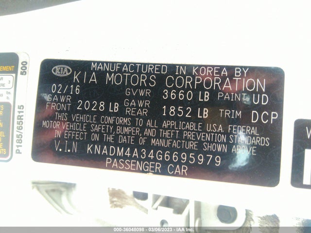 KIA RIO LX 2016 KNADM4A34G6695979 Image 9
