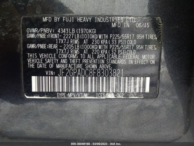 JF2GPADC8F8303821 Subaru Xv Crosstrek Premium