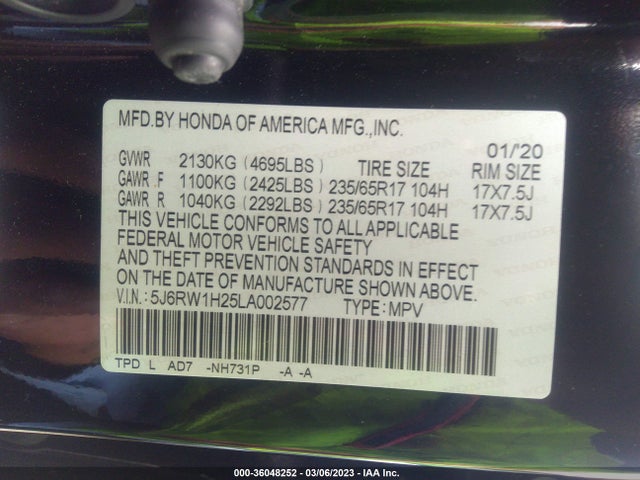Honda CR-V LX 2020 5J6RW1H25LA002577 Image 9