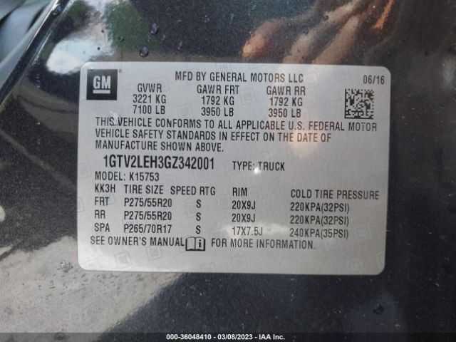 1GTV2LEH3GZ342001 GMC SIERRA 1500