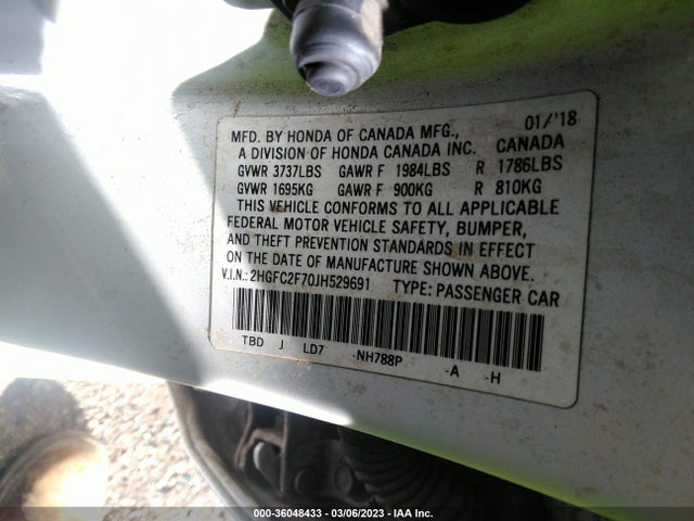Honda Civic Sedan Ex 2018 2HGFC2F70JH529691 Image 9