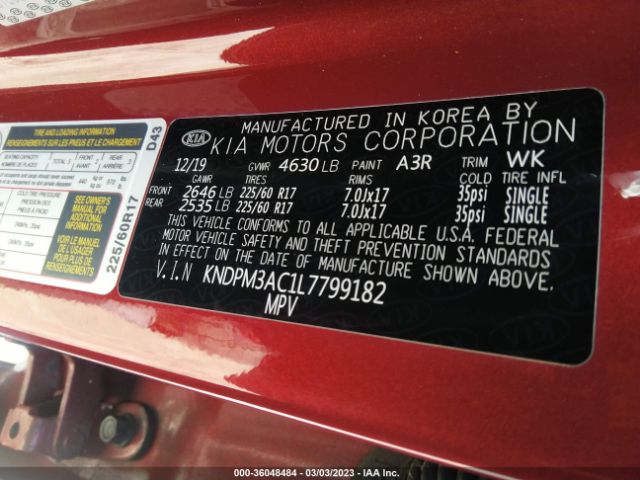 KNDPM3AC1L7799182 KIA Sportage Lx