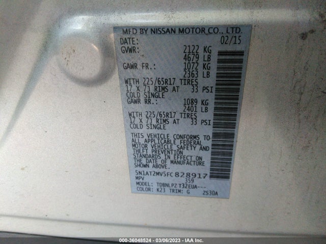Nissan ROGUE S 2015 5N1AT2MV5FC828917 Image 9