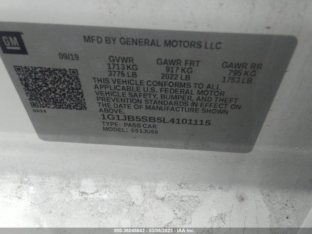 Chevrolet SONIC LS 2020 1G1JB5SB5L4101115 Image 10