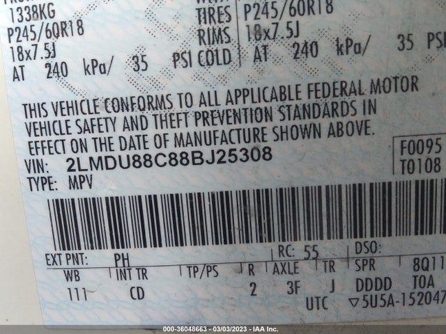 Lincoln MKX 2008 2LMDU88C88BJ25308 Image 10