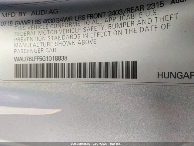 WAU78LFF5G1018838 Audi A3 2.0t Premium