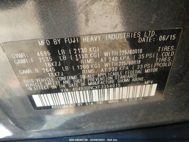 4S4BSBNCXF3354015 Subaru Outback 2.5i Limited