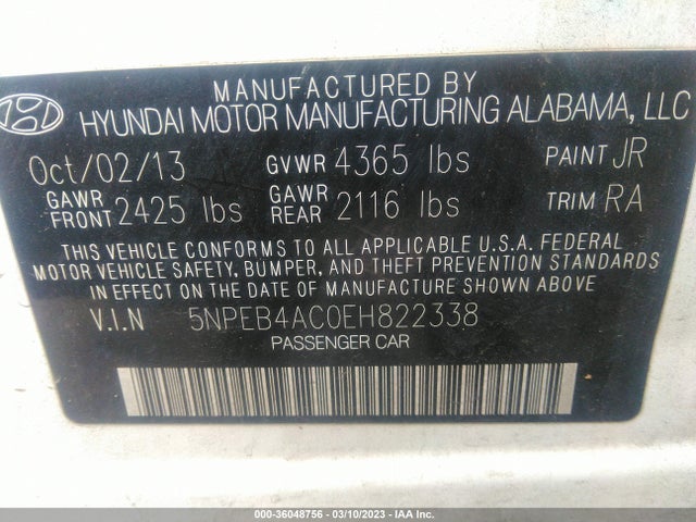 Hyundai SONATA GLS 2014 5NPEB4AC0EH822338 Image 11