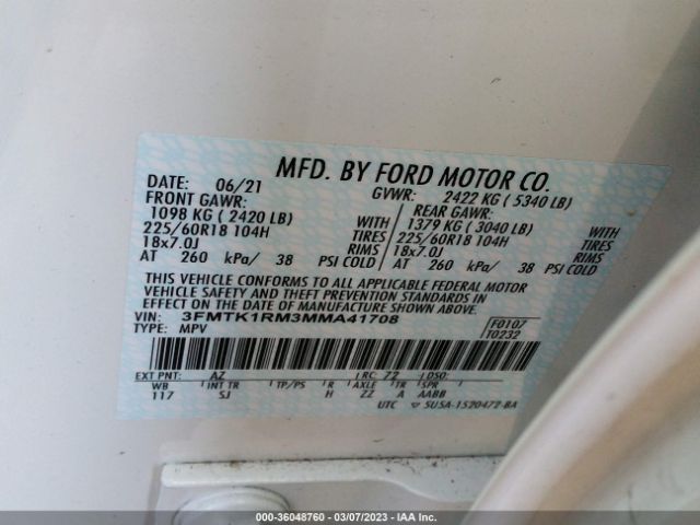 3FMTK1RM3MMA41708 Ford Mustang Mach-e Select