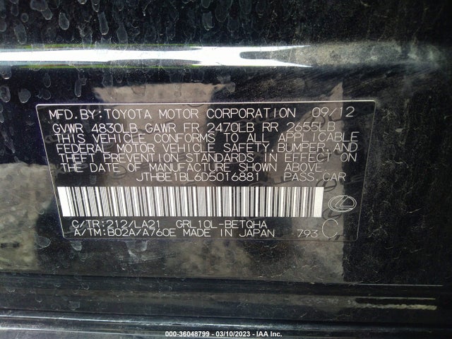 JTHBE1BL6D5016881 Lexus GS 350