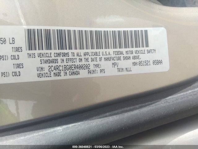 2C4RC1BG0ER400202 Chrysler Town & Country Touring