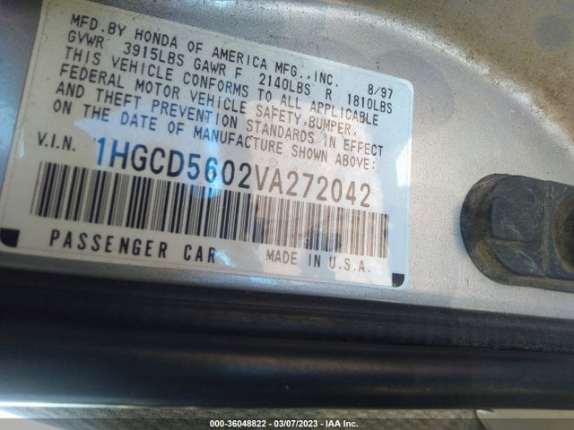 1997 HONDA ACCORD SDN SPECIAL EDITION VIN: 1HGCD5602VA272042